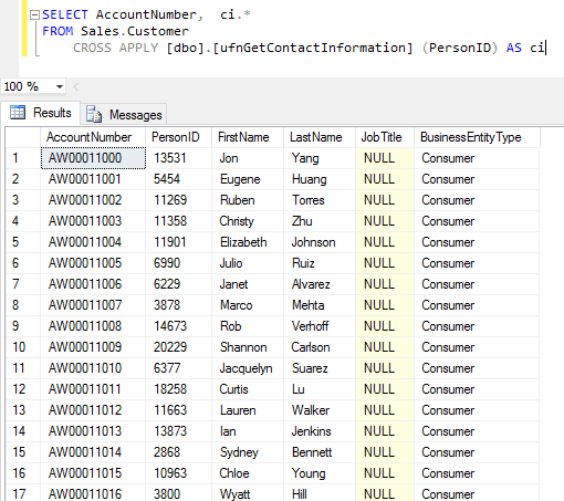SQL CROSS APPLY Statement